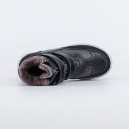 752097-53 Зимние сапожки на липучках для мальчики чер-сер фото №4