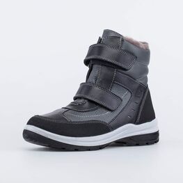 752097-53 Зимние сапожки на липучках для мальчики чер-сер