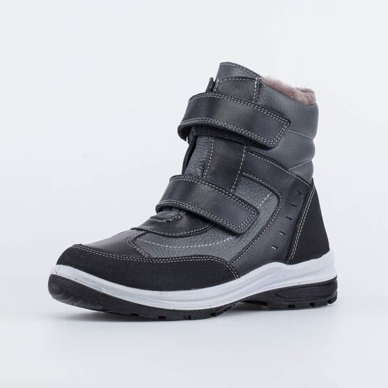 752097-53 Зимние сапожки на липучках для мальчики чер-сер