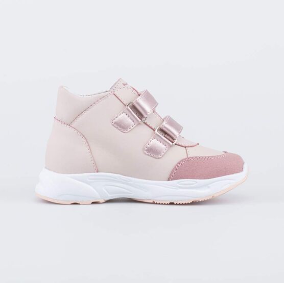 152365-22 Кожаные ботинки на липучках для девочки розовый фото №2