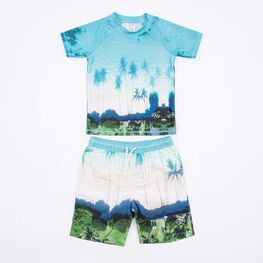 07786003-40 Купальный костюм для мальчика для мальчики белый + голубой