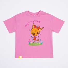 07802048-43 Футболка из кулирки Три кота розовый для девочки розовый