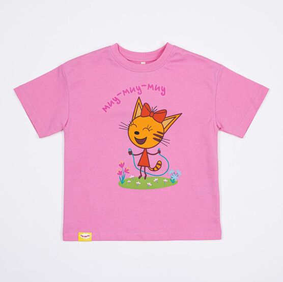 07802048-43 Футболка из кулирки Три кота розовый для девочки розовый