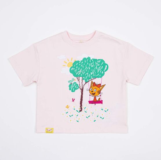 07802049-41 Футболка из кулирки Три кота розовый для девочки розовый