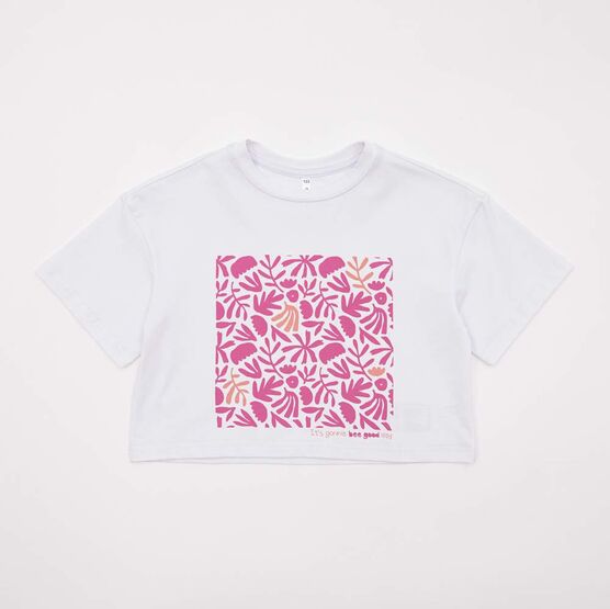 07802055-40 Укороченная футболка из кулирки для девочки белый для девочки бел-роз