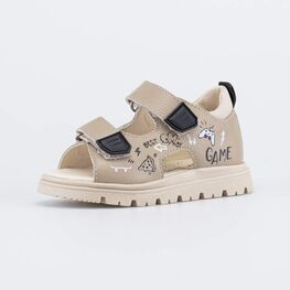 322193-22 Сандалии на липучках Игра для мальчики бежевый + черный