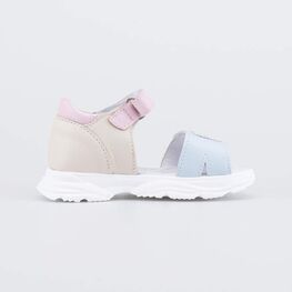 422078-23 Кожаные сандалии для девочки для девочки бежевый + розовый фото №2