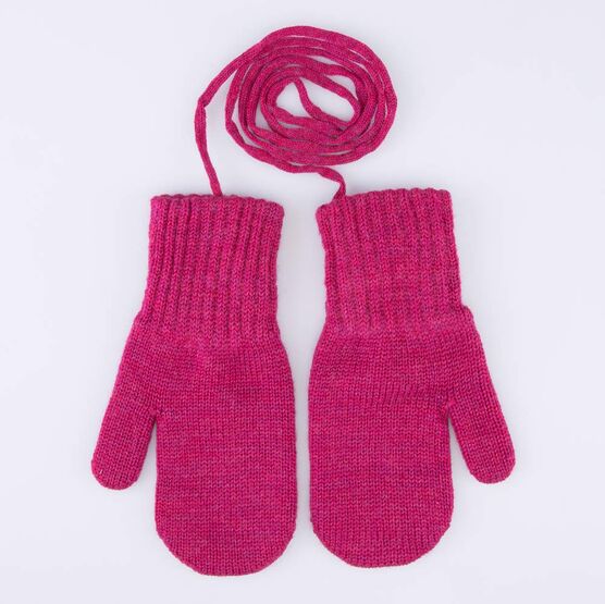 07821202-41 Варежки однослойные из шерсти мериноса бордовый для девочки бордовый