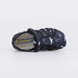 421109-12 Хлопковые сандалии Динозаврики для мальчики черный фото №4