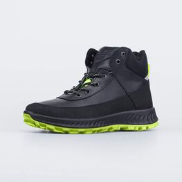 552301-31 Кожаные ботинки на весну/осень для мальчики черный + салатовый