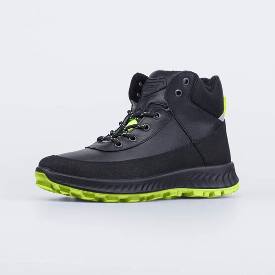 552301-31 Кожаные ботинки на весну/осень для мальчики черный + салатовый