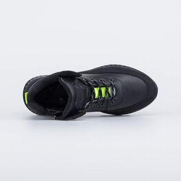 552301-31 Кожаные ботинки на весну/осень для мальчики черный + салатовый фото №4