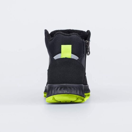 552301-31 Кожаные ботинки на весну/осень для мальчики черный + салатовый фото №5