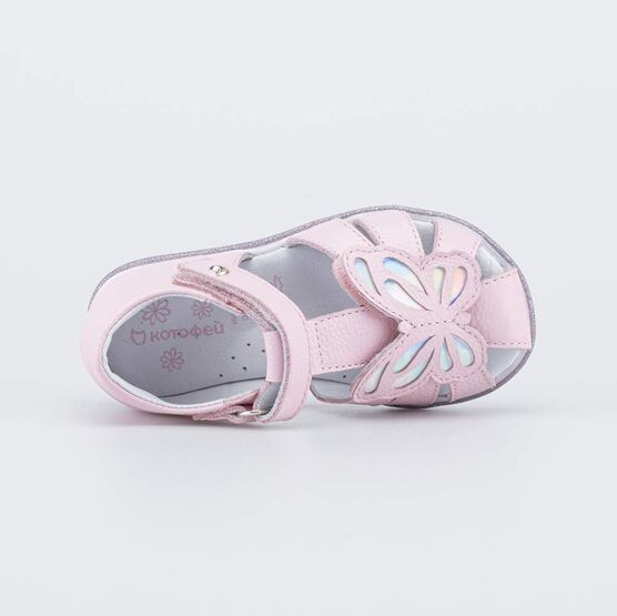 322194-21 Детские кожаные сандалии Бабочка для девочки розовый фото №4