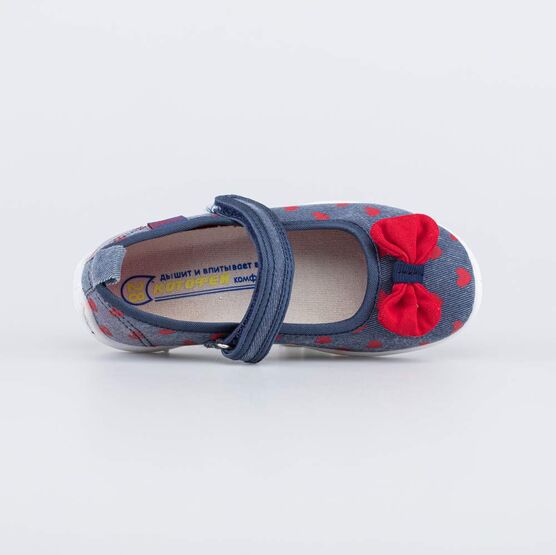 431182-11 Текстильные туфли Сердечки для девочки синий фото №4