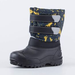 464090-42 Сноубутсы с липучками Желтый Дино для мальчики черный + желтый