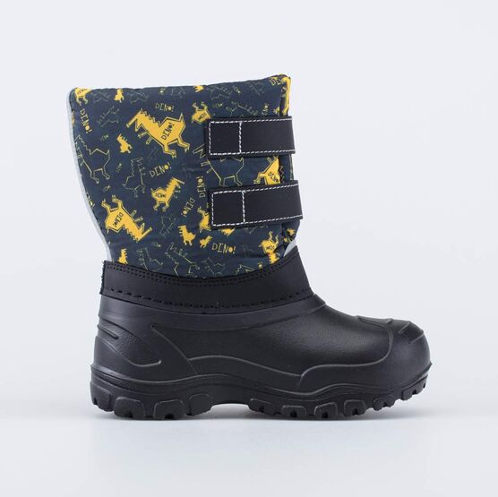 464090-42 Сноубутсы с липучками Желтый Дино для мальчики черный + желтый фото №2
