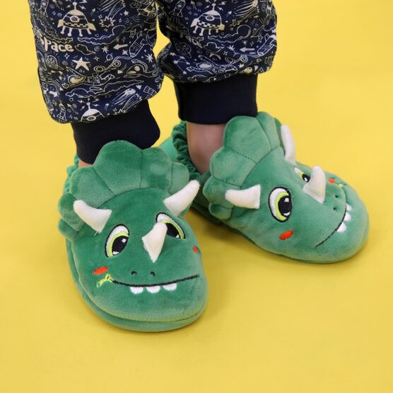 331313-12 Домашние тапочки Веселый динозавр зеленый для мальчики зеленый фото №6