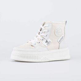 754080-12 Высокие кеды на молнии для девочки бежевый