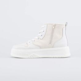 754080-12 Высокие кеды на молнии для девочки бежевый фото №2