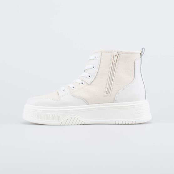 754080-12 Высокие кеды на молнии для девочки бежевый фото №2