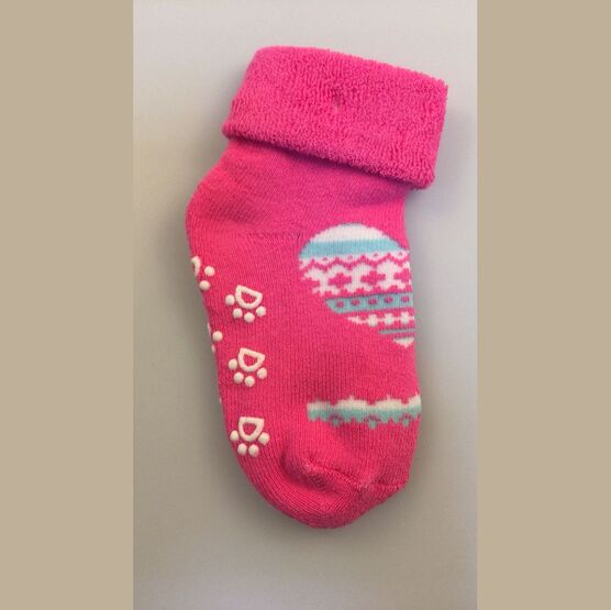 07842353-40 Носки детские с тормозами махровые Сердце фуксия для девочки розовый