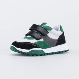 344476-72 Кожаные кроссовки для мальчики черный + зеленый