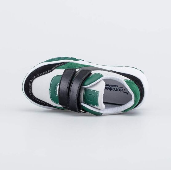 344476-72 Кожаные кроссовки для мальчики черный + зеленый фото №4