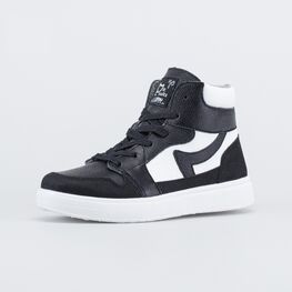 752236-36 Утепленные ботинки-кеды для мальчика для мальчики черный + белый