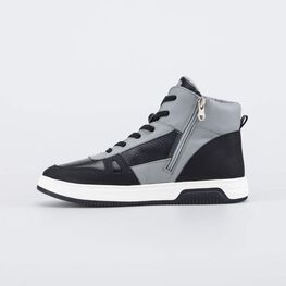 752261-33 Утепленные кожаные ботинки для мальчика-подростка для мальчики черный + серый фото №2