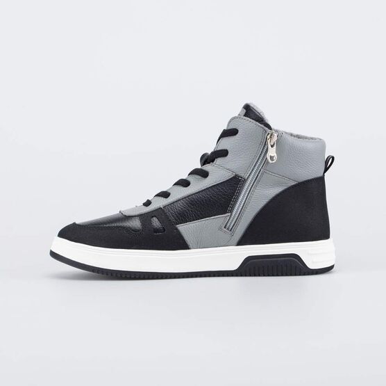 752261-33 Утепленные кожаные ботинки для мальчика-подростка для мальчики черный + серый фото №2