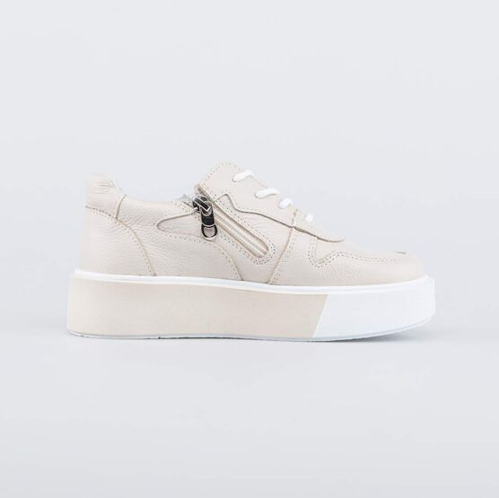 632348-21 Кожаные полуботинки с высокой подошвой для девочки бежевый фото №2