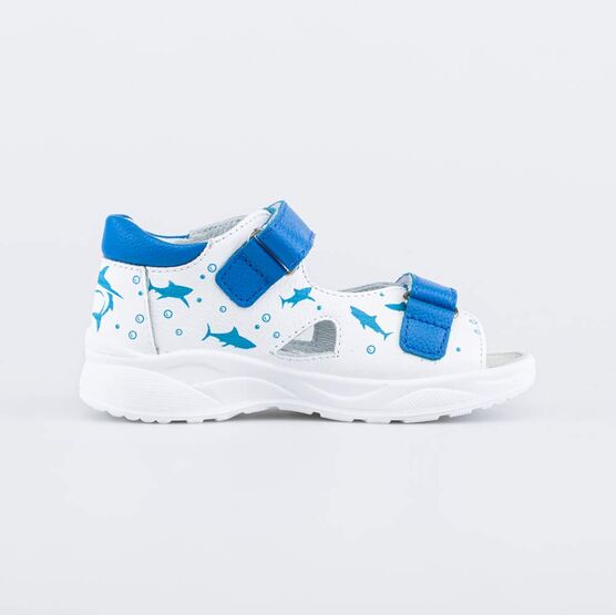 322173-21 Кожаные сандалии для мальчика Акула для мальчики белый + синий фото №2