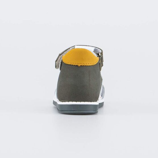 022153-21 Кожаные сандалии Первые шаги Африка для мальчики белый + оливковый фото №5