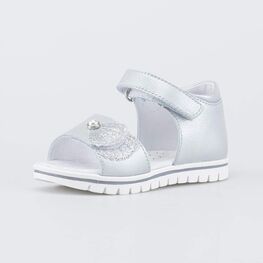322140-23 Кожаные босоножки для девочки Жемчужина для девочки серебристый