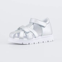 322188-21 Кожаные сандалии на липучках Серебро для девочки серебристый