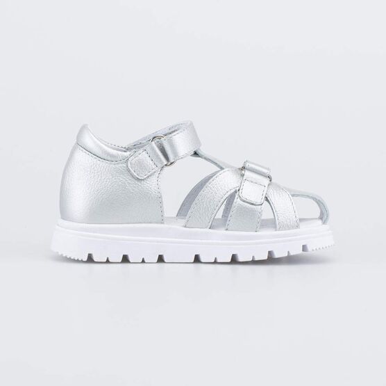 322188-21 Кожаные сандалии на липучках Серебро для девочки серебристый фото №2