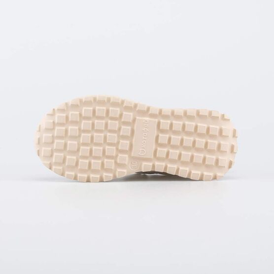 532339-21 Бежевые кожаные кроссовки для девочки для девочки бежевый + сиреневый фото №3