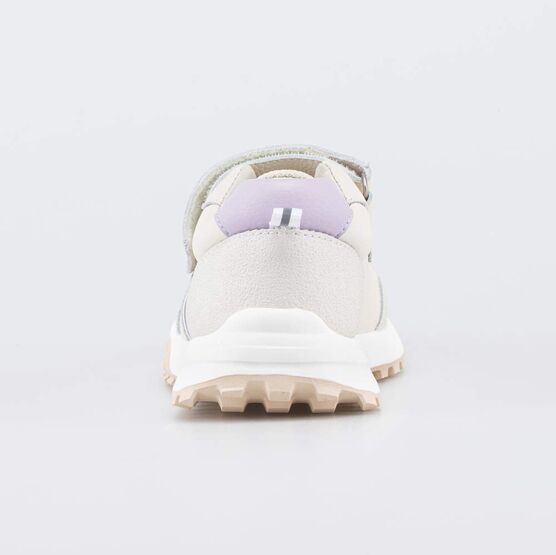 532339-21 Бежевые кожаные кроссовки для девочки для девочки бежевый + сиреневый фото №5