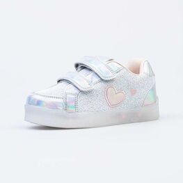 534032-72 Полуботинки с LED-подсветкой на подошве для девочки серебрист.