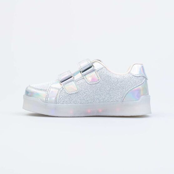 534032-72 Полуботинки с LED-подсветкой на подошве для девочки серебрист. фото №2