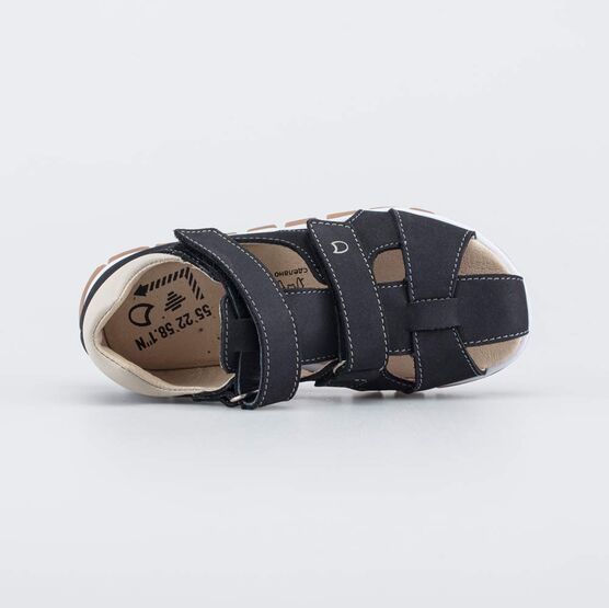 522192-23 Кожаные сандалии для мальчика черный для мальчики черный + бежевый фото №4