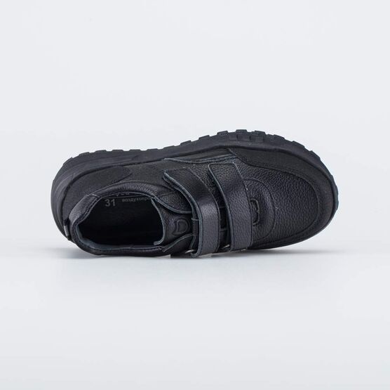 532327-21 Кожаные полуботинки на липучках для мальчики черный фото №4