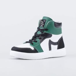 752236-35 Утепленные ботинки-кеды для мальчика для мальчики черный + зеленый