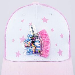 07809059-40 Кепка-бейсболка с сеткой для девочки Единорог для девочки розовый + белый фото №4