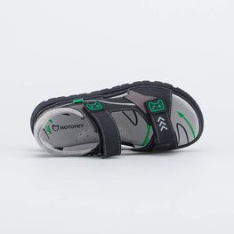 522189-22 Кожаные сандалии на липучках Игра для мальчики черный + серый фото №4