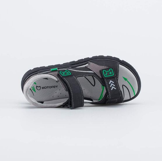 522189-22 Кожаные сандалии на липучках Игра для мальчики черный + серый фото №4