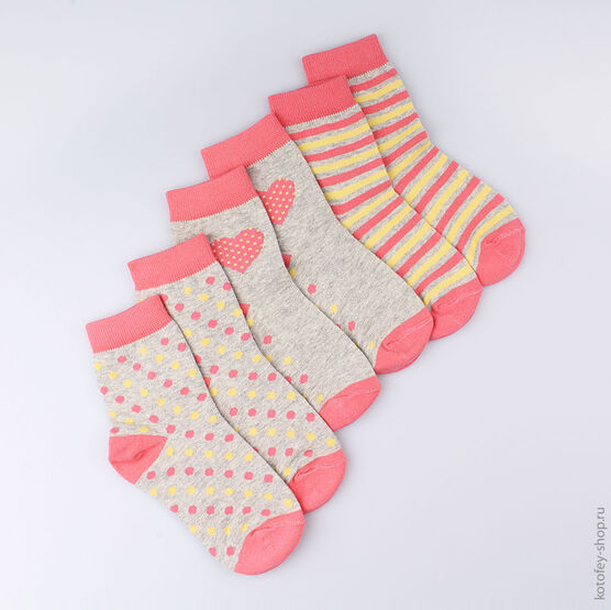 07842250-21 Носки хлопковые (3 пары) коралл для девочки коралл