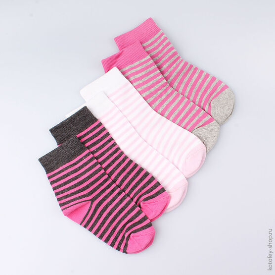 07842282-40 Носки хлопковые (3 пары) для девочки разноцветный