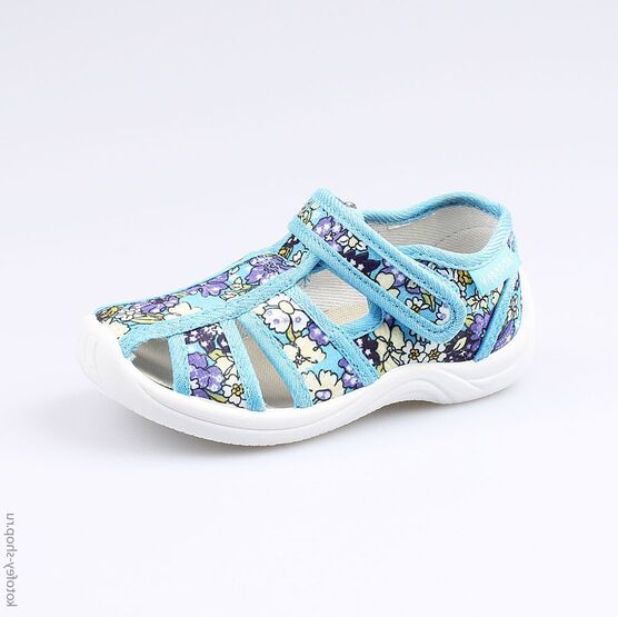 221041-12 Босоножки текстильные для девочки гол-цве